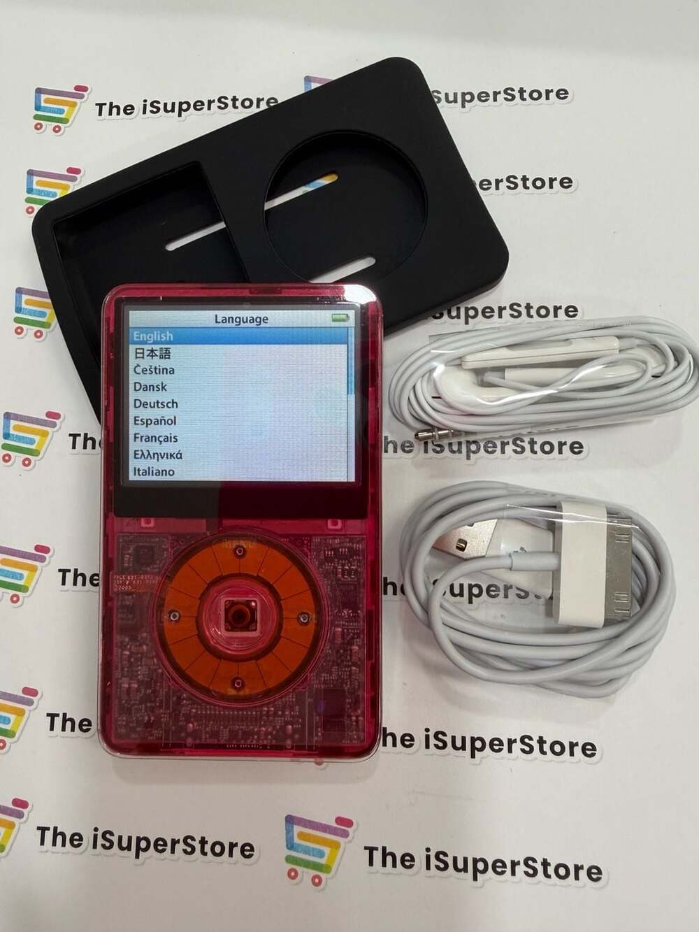 Apple iPod Video 5th Gen 128GB Custom Pink Transparent Faceplate 1 YR Warranty